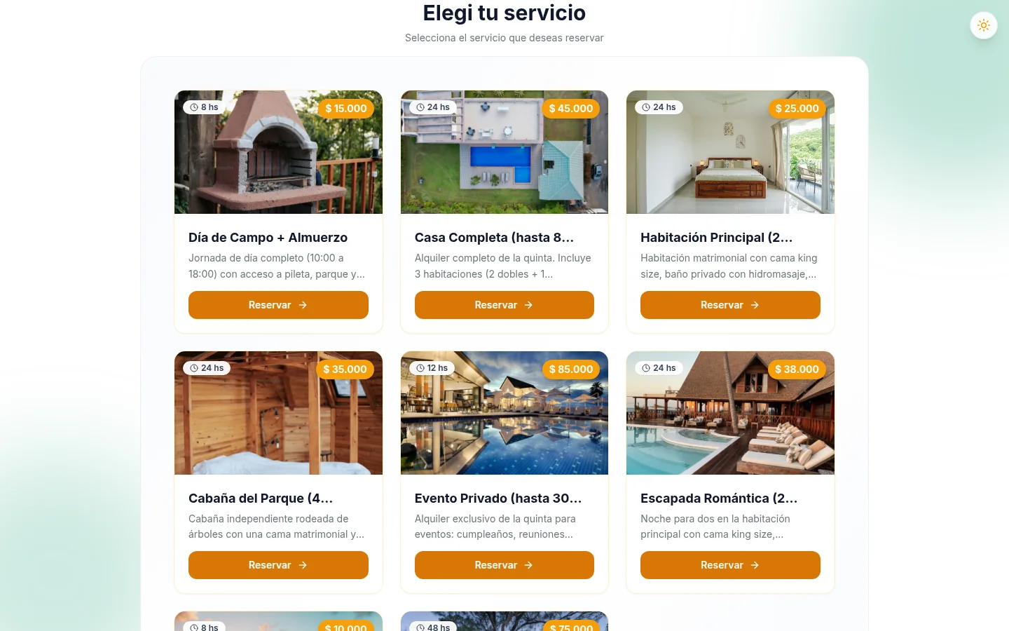 Propiedades y cabañas configuradas en TurnoLink