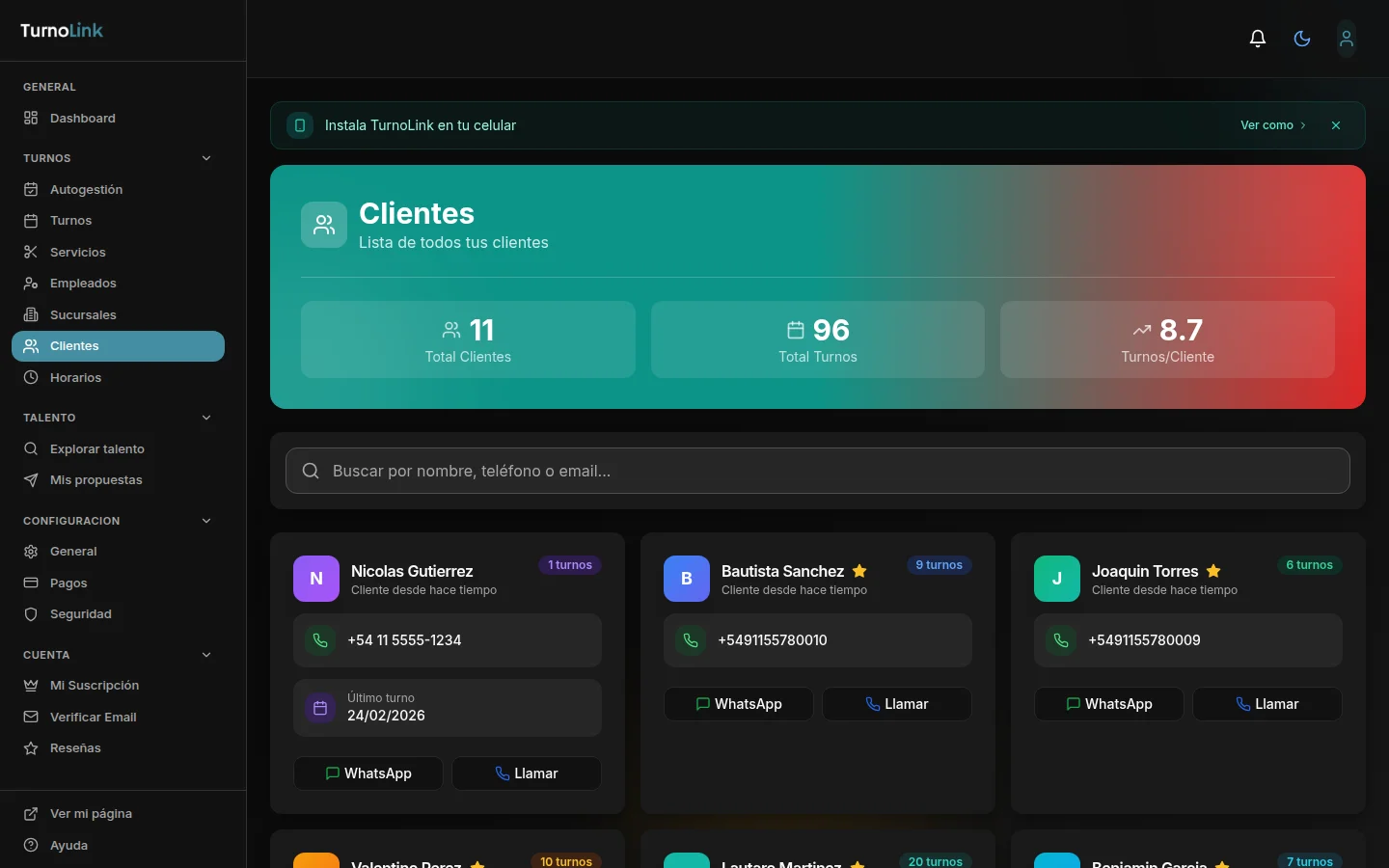 Base de clientes integrada